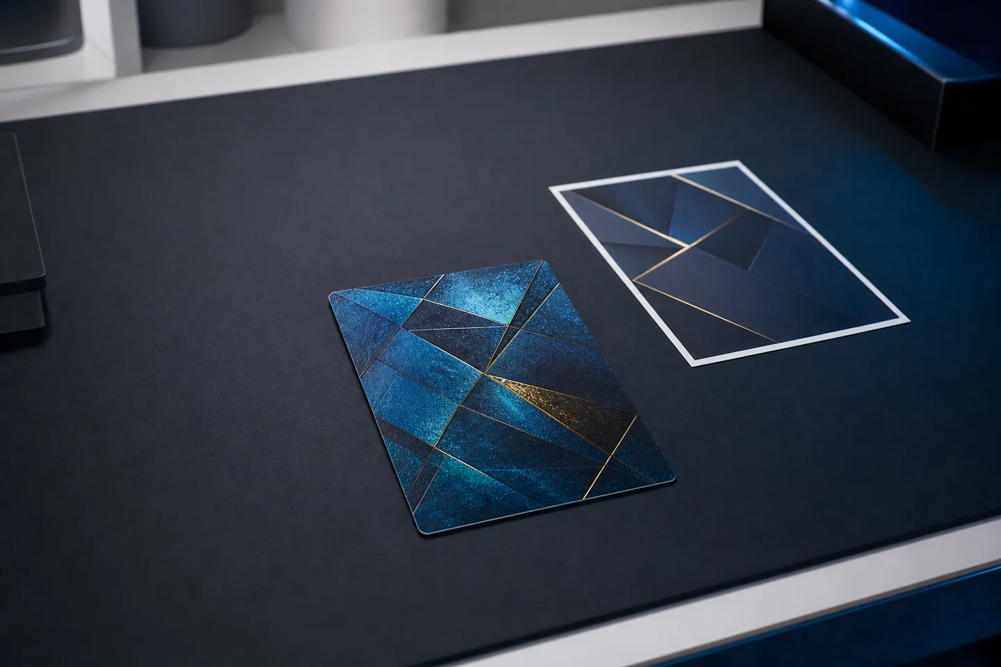 Generic demo card under soft inspection lighting with its full edges visible.